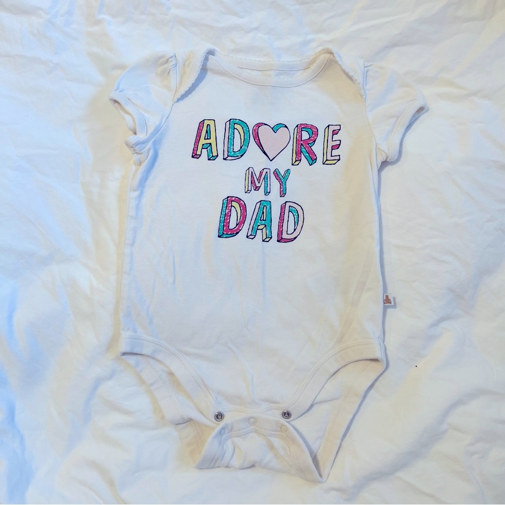 GAP Onesie Adore my Dad Father’s Day, White, 12-18m - Picture 2 of 7